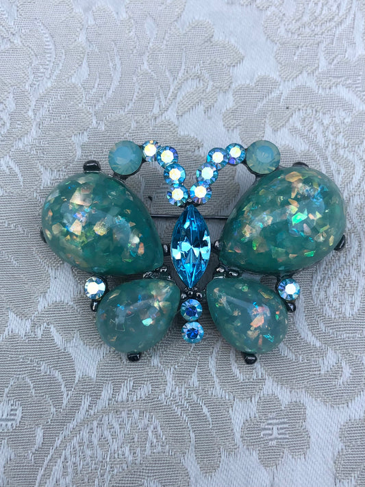 Crystal & Resin Butterfly Brooch