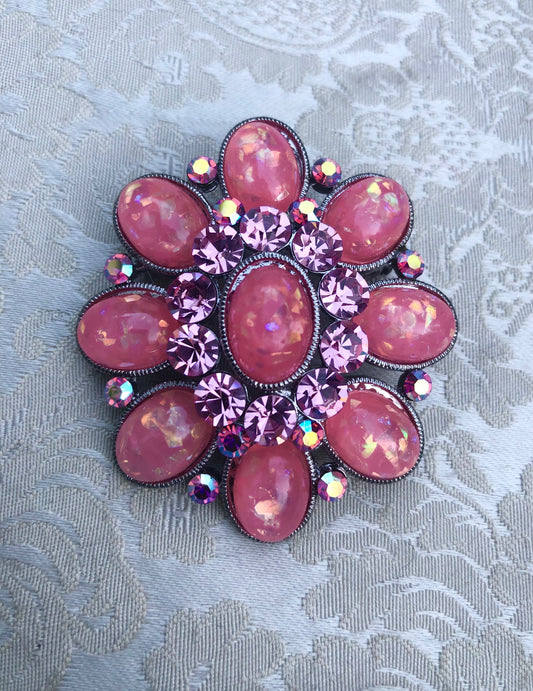 Crystal & Resin Brooch pink