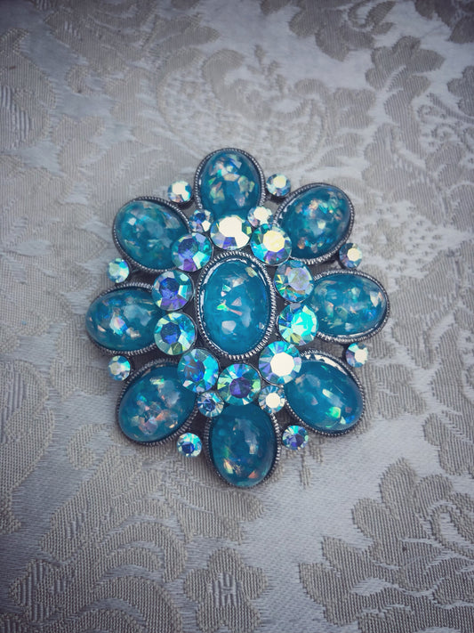Crystal & Resin Brooch blue