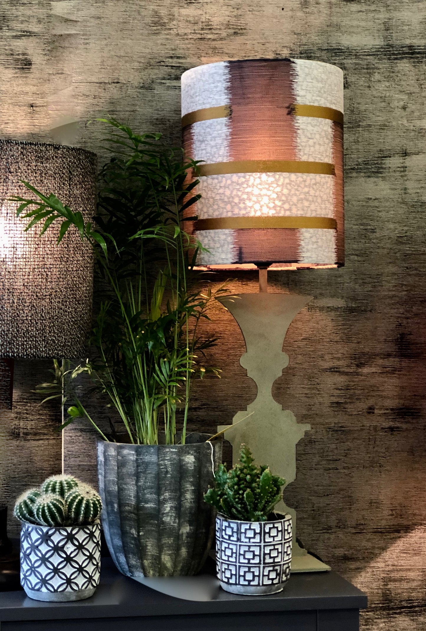Lamp base and shade.